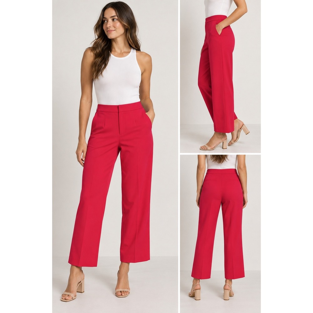Boden Berry Red High Rise Straight Leg Trousers Size 4 Office Business